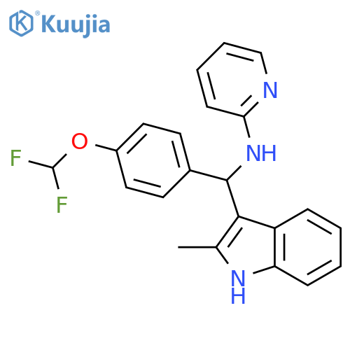 N-{4-(difluoromethoxy)phenyl(2-methyl-1H-indol-3-yl)methyl}pyridin-2-amine structure