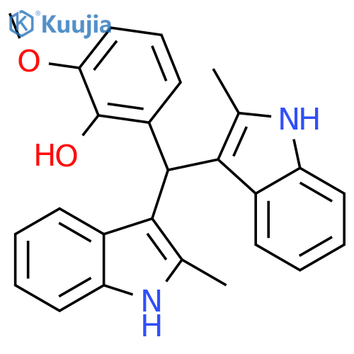 2-[Bis(2-methyl-1H-indol-3-yl)methyl]-6-methoxyphenol structure