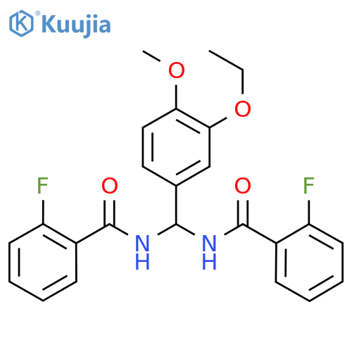 N-(3-ethoxy-4-methoxyphenyl)(2-fluorophenyl)formamidomethyl-2-fluorobenzamide structure