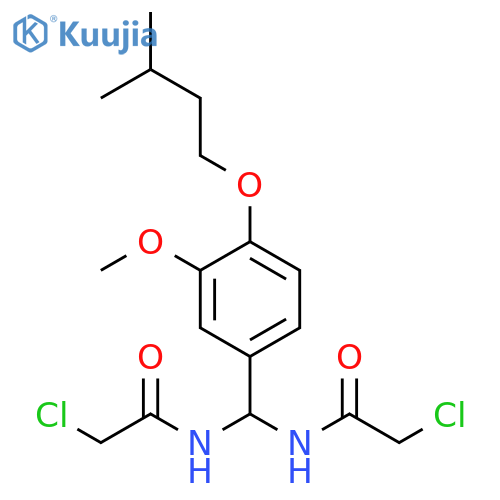 2-chloro-N-[(2-chloroacetamido)[3-methoxy-4-(3-methylbutoxy)phenyl]methyl]acetamide structure
