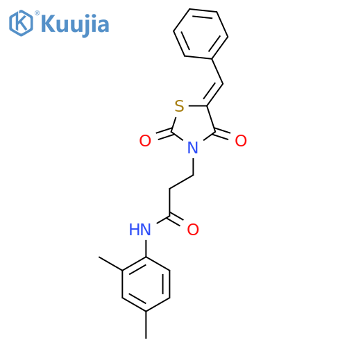 N-(2,4-dimethylphenyl)-3-(5Z)-2,4-dioxo-5-(phenylmethylidene)-1,3-thiazolidin-3-ylpropanamide structure