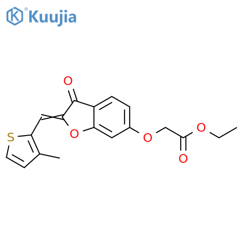 ethyl 2-{(2Z)-2-(3-methylthiophen-2-yl)methylidene-3-oxo-2,3-dihydro-1-benzofuran-6-yloxy}acetate structure