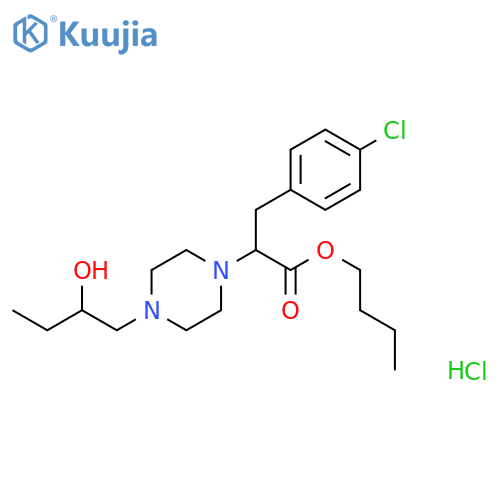 1-Piperazineacetic acid, α-[(4-chlorophenyl)methyl]-4-(2-hydroxybutyl)-, butyl ester, hydrochloride (1:2) structure