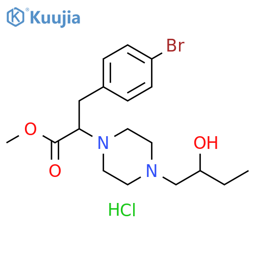 1-Piperazineacetic acid, α-[(4-bromophenyl)methyl]-4-(2-hydroxybutyl)-, methyl ester, hydrochloride (1:2) structure