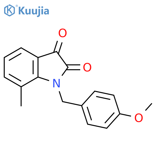 1-(4-methoxyphenyl)methyl-7-methyl-2,3-dihydro-1H-indole-2,3-dione structure