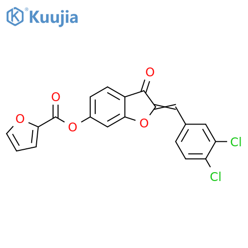 (2Z)-2-(3,4-dichlorophenyl)methylidene-3-oxo-2,3-dihydro-1-benzofuran-6-yl furan-2-carboxylate structure
