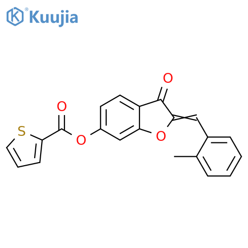 (2Z)-2-(2-methylphenyl)methylidene-3-oxo-2,3-dihydro-1-benzofuran-6-yl thiophene-2-carboxylate structure