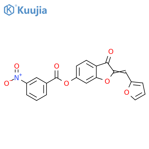 (2Z)-2-(furan-2-yl)methylidene-3-oxo-2,3-dihydro-1-benzofuran-6-yl 3-nitrobenzoate structure