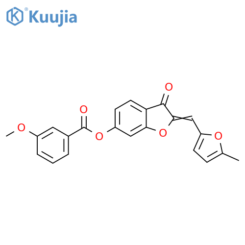 (2Z)-2-(5-methylfuran-2-yl)methylidene-3-oxo-2,3-dihydro-1-benzofuran-6-yl 3-methoxybenzoate structure