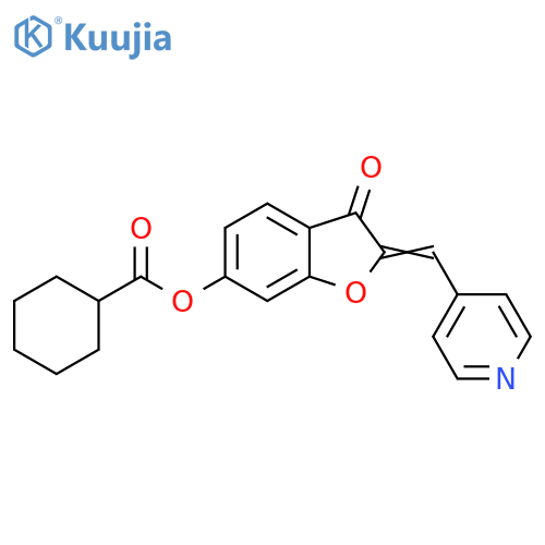 (2Z)-3-oxo-2-(pyridin-4-yl)methylidene-2,3-dihydro-1-benzofuran-6-yl cyclohexanecarboxylate structure