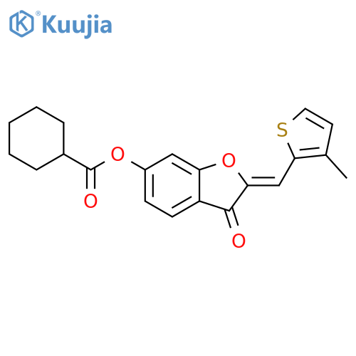 (2Z)-2-(3-methylthiophen-2-yl)methylidene-3-oxo-2,3-dihydro-1-benzofuran-6-yl cyclohexanecarboxylate structure