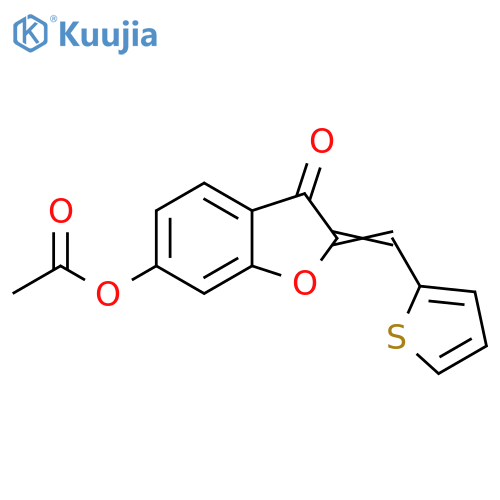 (2Z)-3-oxo-2-(thiophen-2-ylmethylidene)-2,3-dihydro-1-benzofuran-6-yl acetate structure