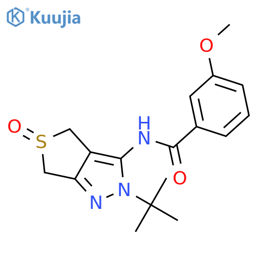 N-(2-tert-butyl-5-oxido-2,6-dihydro-4H-thieno[3,4-c]pyrazol-3-yl)-3-methoxybenzamide structure