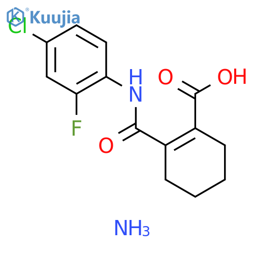1-Cyclohexene-1-carboxylic acid, 2-[[(4-chloro-2-fluorophenyl)amino]carbonyl]-, ammonium salt (1:1) structure