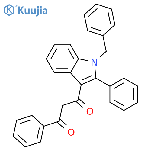 1-(1-benzyl-2-phenyl-1H-indol-3-yl)-3-phenylpropane-1,3-dione structure