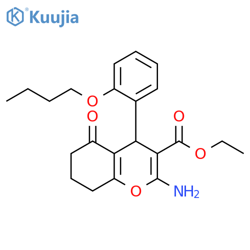 Ethyl 2-amino-4-(2-butoxyphenyl)-5-oxo-5,6,7,8-tetrahydro-4H-chromene-3-carboxylate structure