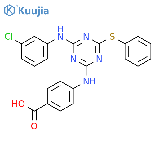 Benzoic acid,4-[[4-[(3-chlorophenyl)amino]-6-(phenylthio)-1,3,5-triazin-2-yl]amino]- structure