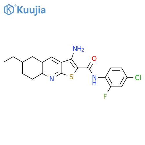 3-amino-N-(4-chloro-2-fluorophenyl)-6-ethyl-5,6,7,8-tetrahydrothieno[2,3-b]quinoline-2-carboxamide structure