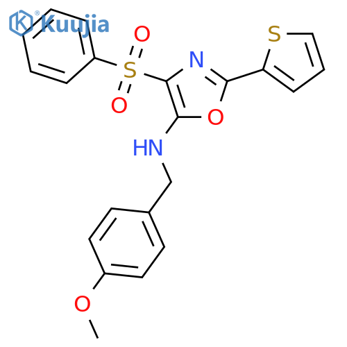 4-(benzenesulfonyl)-N-(4-methoxyphenyl)methyl-2-(thiophen-2-yl)-1,3-oxazol-5-amine structure