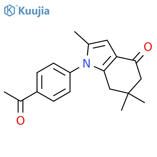 1-(4-acetylphenyl)-2,6,6-trimethyl-5,7-dihydroindol-4-one structure