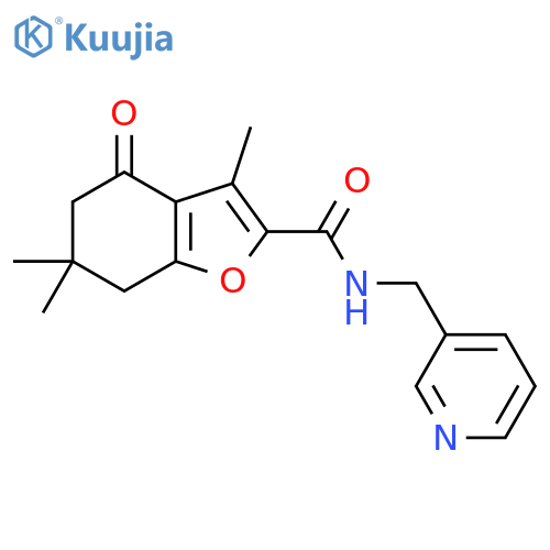 3,6,6-trimethyl-4-oxo-N-(pyridin-3-yl)methyl-4,5,6,7-tetrahydro-1-benzofuran-2-carboxamide structure
