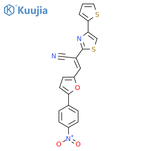 (2E)-3-5-(4-nitrophenyl)furan-2-yl-2-4-(thiophen-2-yl)-1,3-thiazol-2-ylprop-2-enenitrile structure