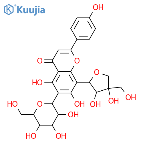 8-C-β-D-Apiofuranosyl-6-C-β-D-glucopyranosyl-4',5,7-trihydroxyflavone structure