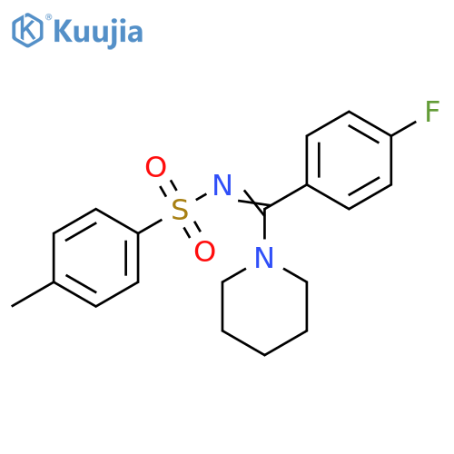 N-(1Z)-(4-fluorophenyl)(piperidin-1-yl)methylidene-4-methylbenzene-1-sulfonamide structure