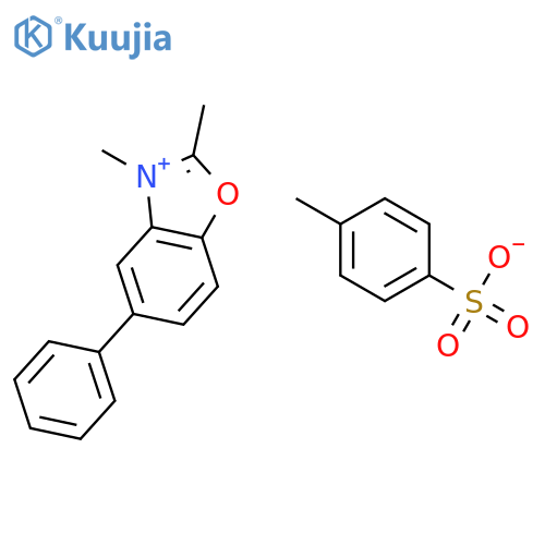 Benzoxazolium, 2,3-dimethyl-5-phenyl-, salt with 4-methylbenzenesulfonic acid (1:1) structure