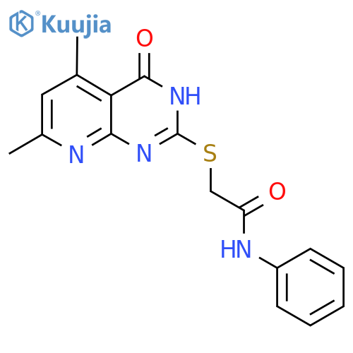 2-({4-hydroxy-5,7-dimethylpyrido2,3-dpyrimidin-2-yl}sulfanyl)-N-phenylacetamide structure