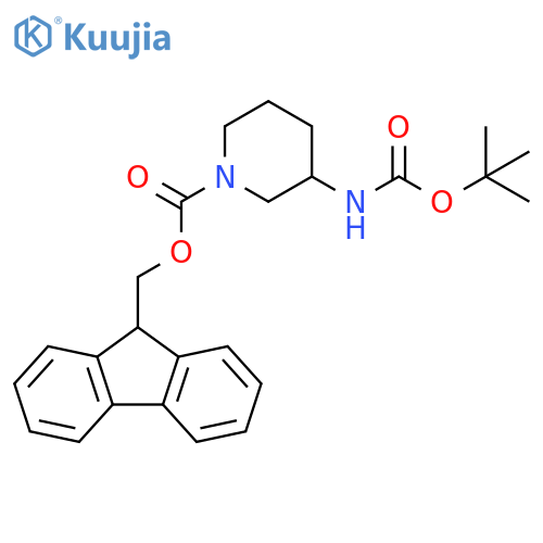 1-Piperidinecarboxylic acid, 3-[[(1,1-dimethylethoxy)carbonyl]amino]-,9H-fluoren-9-ylmethyl ester structure