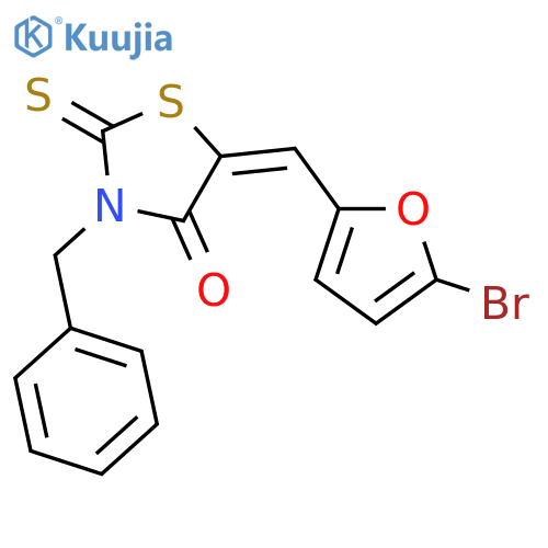 (Z)-3-Benzyl-5-((5-bromofuran-2-yl)methylene)-2-thioxothiazolidin-4-one structure