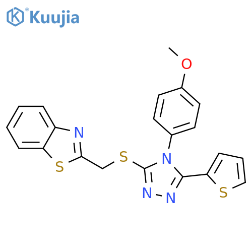 2-({4-(4-methoxyphenyl)-5-(thiophen-2-yl)-4H-1,2,4-triazol-3-ylsulfanyl}methyl)-1,3-benzothiazole structure