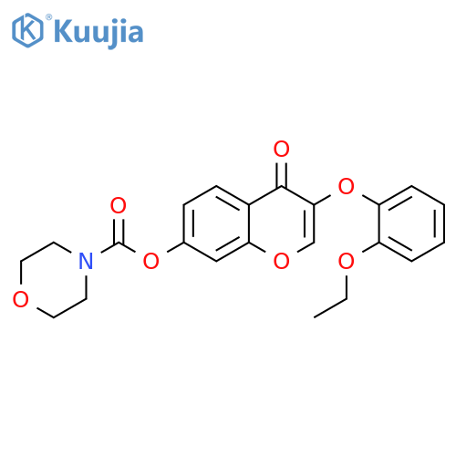 3-(2-ethoxyphenoxy)-4-oxo-4H-chromen-7-yl morpholine-4-carboxylate structure