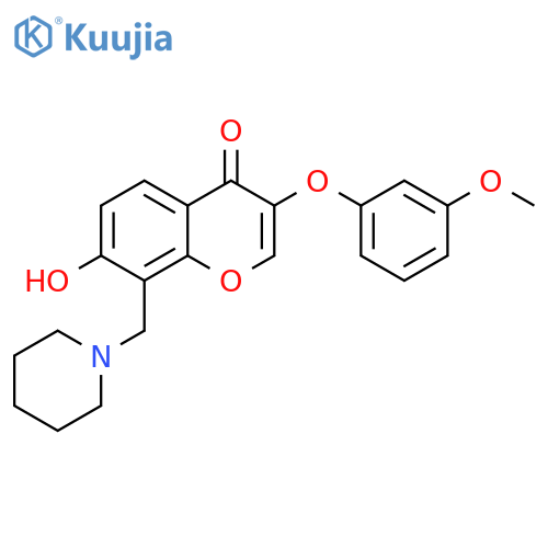 7-hydroxy-3-(3-methoxyphenoxy)-8-(piperidin-1-yl)methyl-4H-chromen-4-one structure