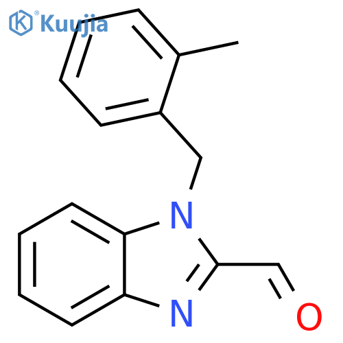 1-(2-methylphenyl)methyl-1H-1,3-benzodiazole-2-carbaldehyde structure