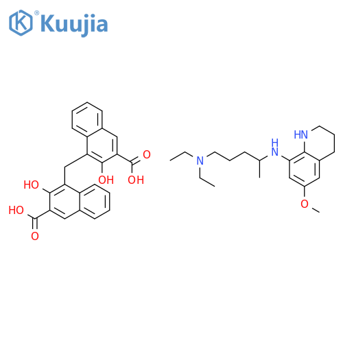 4,4'-methanediylbis(3-hydroxynaphthalene-2-carboxylic acid) - N~1~,N~1~-diethyl-N~4~-(6-methoxy-1,2,3,4-tetrahydroquinolin-8-yl)pentane-1,4-diamine (1:1) structure