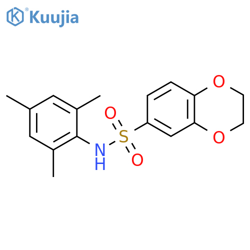 N-(2,4,6-trimethylphenyl)-2,3-dihydro-1,4-benzodioxine-6-sulfonamide structure