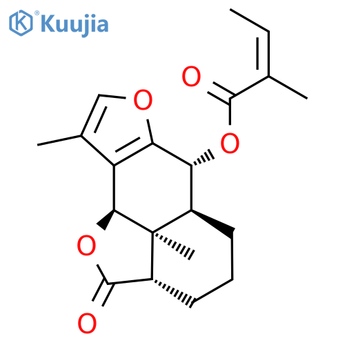(Z)-2-Methyl-2-butenoic acid [(2aS)-2a,3,4,5,5aβ,6,9bβ,9c-octahydro-9,9cβ-dimethyl-2-oxo-2H-naphtho[1,8-bc:3,2-b']difuran-6β-yl] ester structure