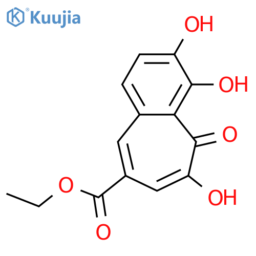 3,4,6-Trihydroxy-5-oxo-5H-benzocycloheptene-8-carboxylic acid; Et ester structure