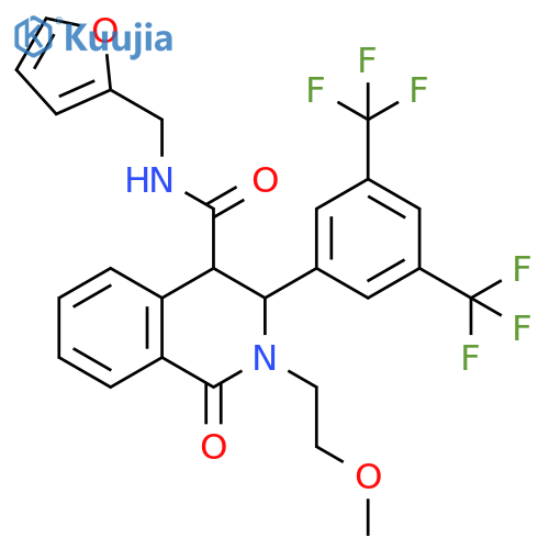 4-Isoquinolinecarboxamide,3-[3,5-bis(trifluoromethyl)phenyl]-N-(2-furanylmethyl)-1,2,3,4-tetrahydro-2-(2-methoxyethyl)-1-oxo- structure