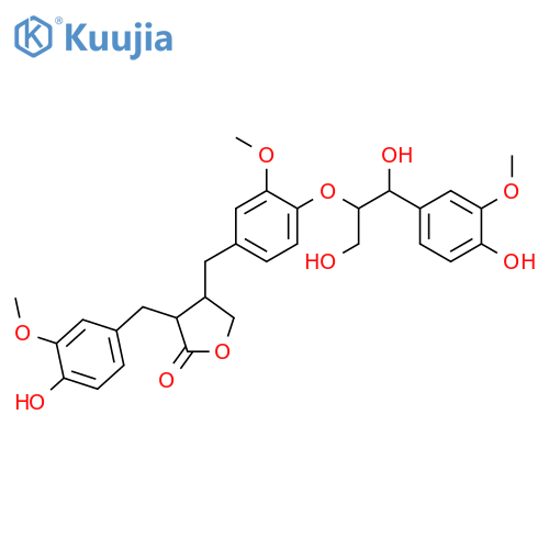 2(3H)-Furanone,dihydro-4-[[4-[2-hydroxy-2-(4-hydroxy-3-methoxyphenyl)-1-(hydroxymethyl)ethoxy]-3-methoxyphenyl]methyl]-3-[(4-hydroxy-3-methoxyphenyl)methyl]- structure