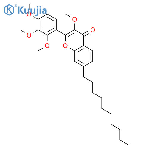 4H-1-Benzopyran-4-one, 7-decyl-3-methoxy-2-(2,3,4-trimethoxyphenyl)- structure