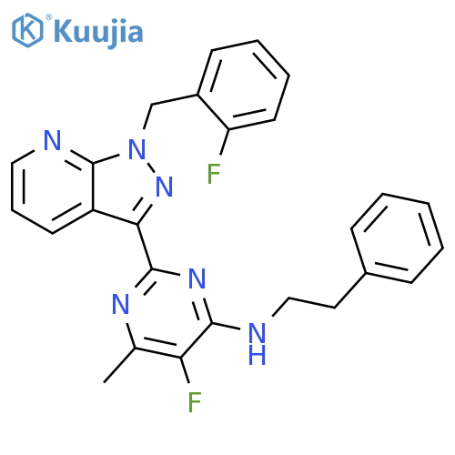 4-Pyrimidinamine,5-fluoro-2-[1-[(2-fluorophenyl)methyl]-1H-pyrazolo[3,4-b]pyridin-3-yl]-6-methyl-N-(2-phenylethyl)- structure