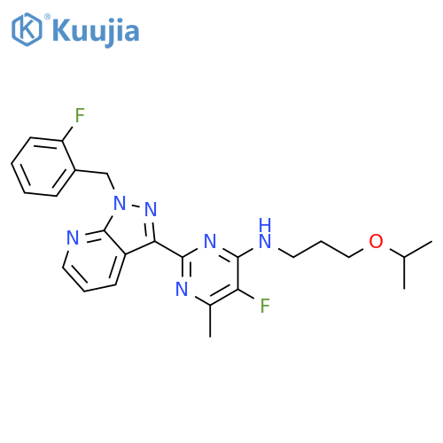 4-Pyrimidinamine,5-fluoro-2-[1-[(2-fluorophenyl)methyl]-1H-pyrazolo[3,4-b]pyridin-3-yl]-6-methyl-N-[3-(1-methylethoxy)propyl]- structure
