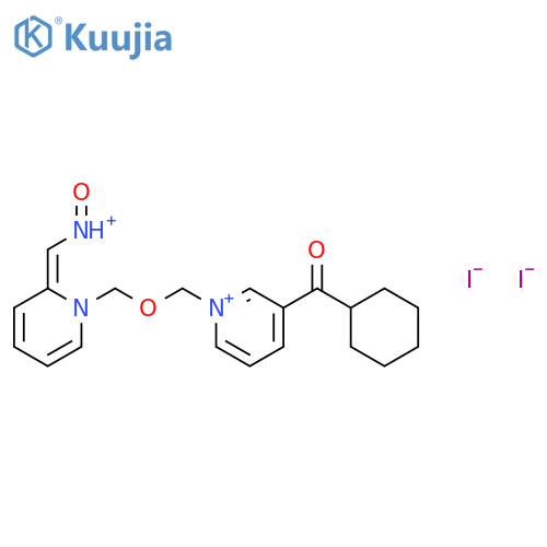 Pyridinium,1-[[[3-(cyclohexylcarbonyl)pyridinio]methoxy]methyl]-2-[(hydroxyimino)methyl]-,iodide (1:2) structure