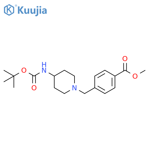 Benzoic acid,4-[[4-[[(1,1-dimethylethoxy)carbonyl]amino]-1-piperidinyl]methyl]-, methylester structure