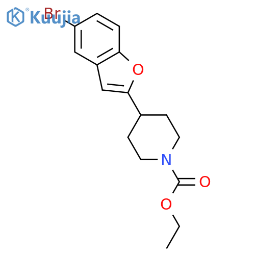 1-PIPERIDINECARBOXYLIC ACID, 4-(5-BROMO-2-BENZOFURANYL)-, ETHYL ESTER structure