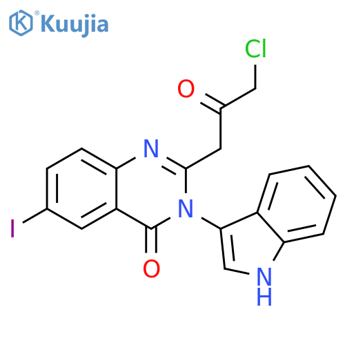 4(3H)-Quinazolinone, 2-(3-chloro-2-oxopropyl)-3-(1H-indol-3-yl)-6-iodo- structure