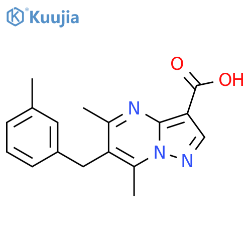 5,7-Dimethyl-6-(3-methylbenzyl)pyrazolo-1,5-apyrimidine-3-carboxylic acid structure